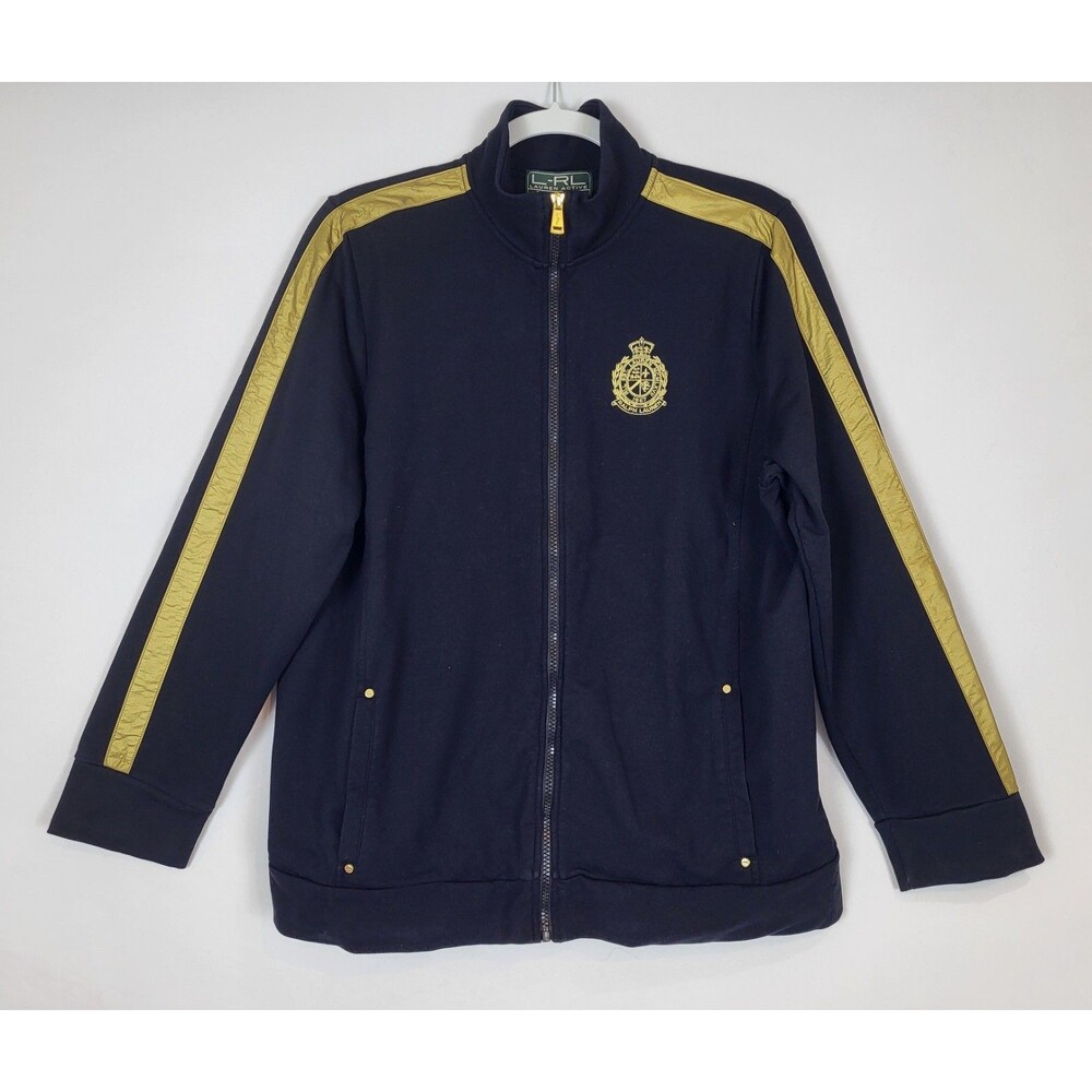 Vtg Lauren Ralph Lauren Active Embroidered Crest Track Jacket Size 1X